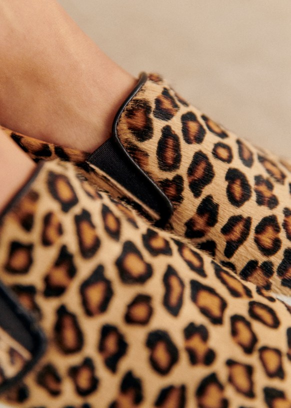 Theo Sneakers Leopard Pony effect cowhide leather Sezane