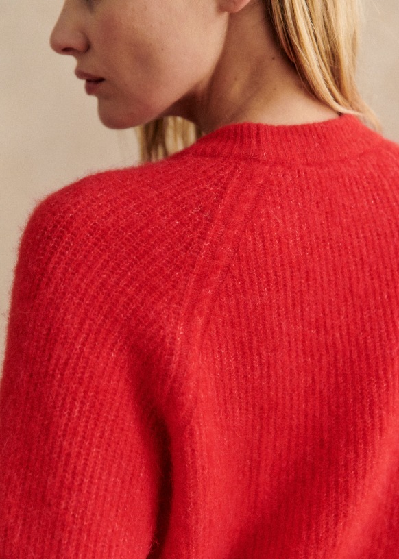 Current favorite sweater on rotation @sezane Sezane, winter outfit, knits,  winter knits, red outfit, red accessories, style inspo, dail
