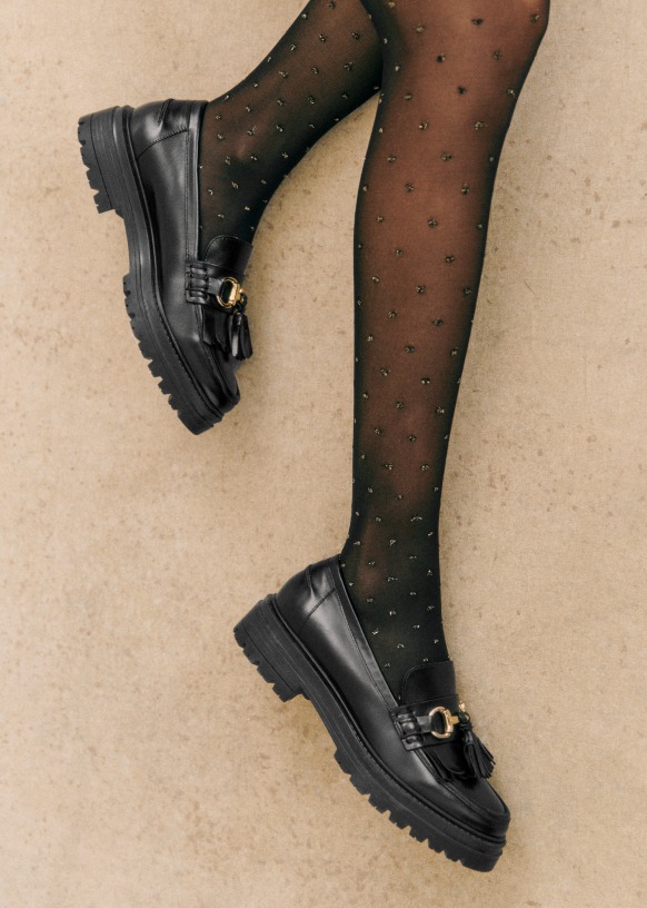 おすすめ Tights - Black polka dots - Recycled polyamide - Sézane パンツ
