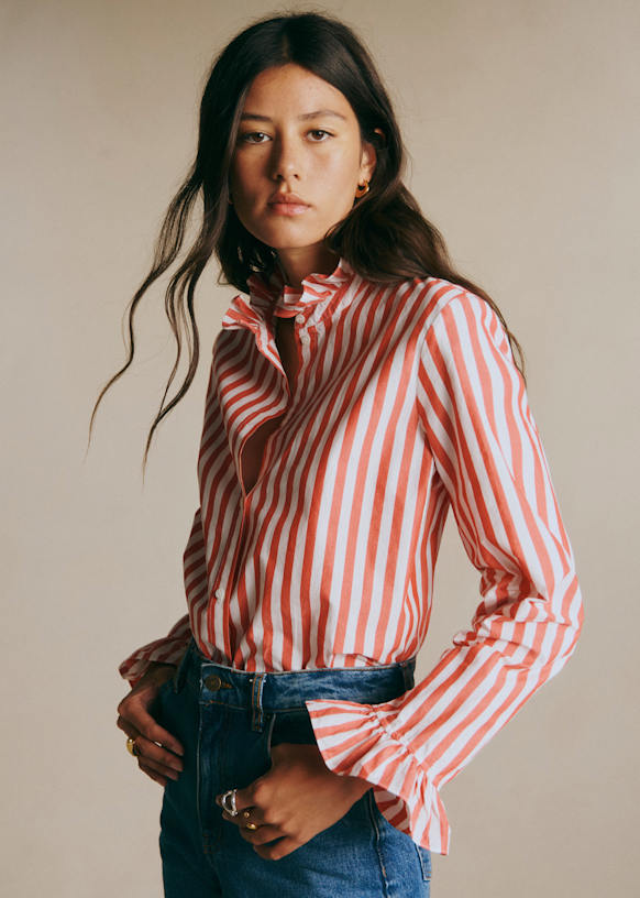 Chemise Erine - Rayures Rouge et Ecru - Coton Biologique - Sézane