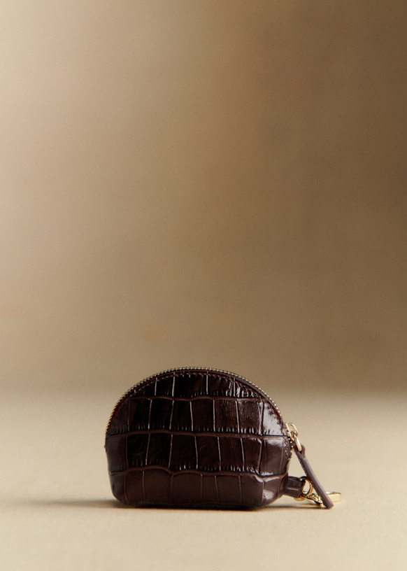 Sacha Coin Purse - Black Crocodile Print - Bovine leather - Sézane