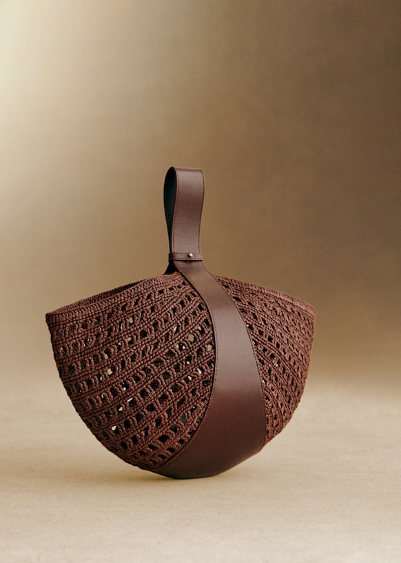 zhouxuhe0722 珊瑚 ハンドバッグ バッグ Cleo Basket - Raffia Choco - Raffia - Sézane