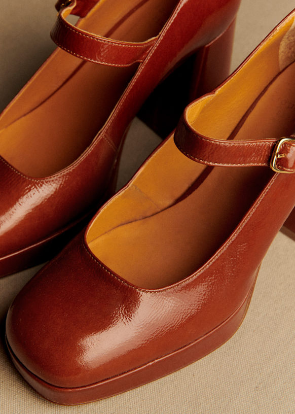 Georgia ハイベイビーズ - ブラックラッカー - 牛革 - Sézane