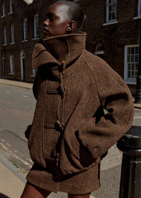 Manis Coat - Brown Chevron - Wool - Octobre Éditions