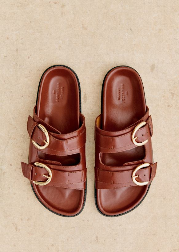 Lenny low mules - Smooth Natural Leather - Smooth cowhide leather