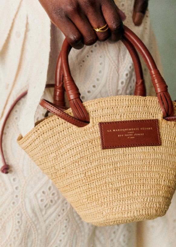 Justine Mini Basket - Black Raffia - Raffia - Sézane