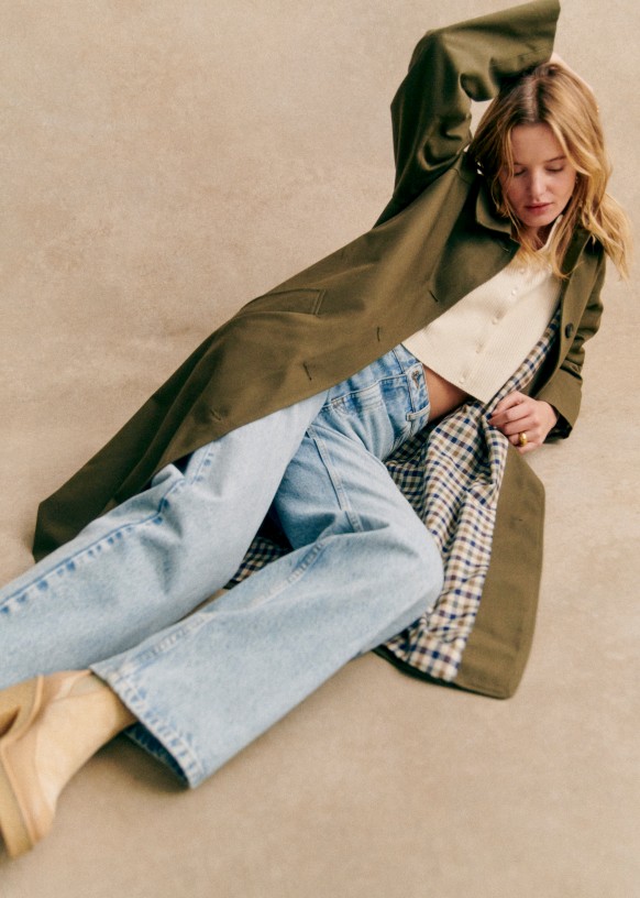 Clyde Trench Coat - Dark Green - Organic Cotton - Sézane