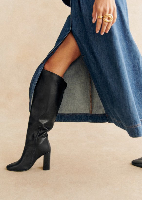 SezaneセザンヌCollete スムーズレザーロングブーツ 38 24cm Adèle