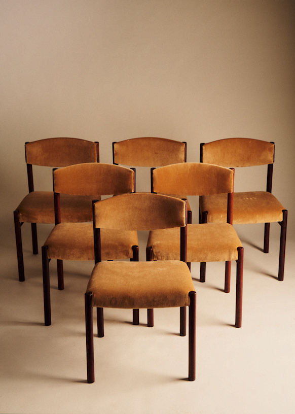 Lot of 6 chaises vintage in palissandre