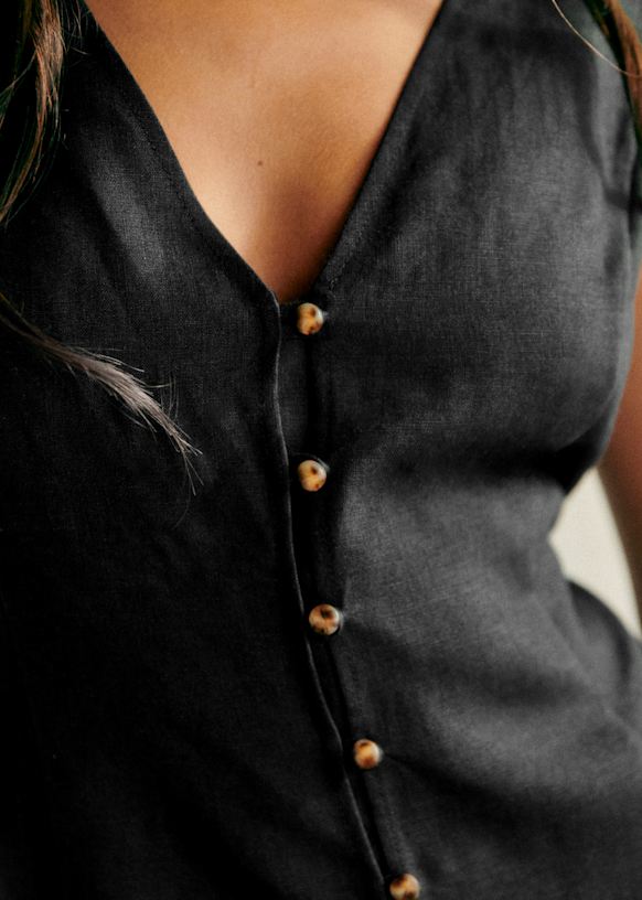 Fitia Dress - Black - Linen - Sézane