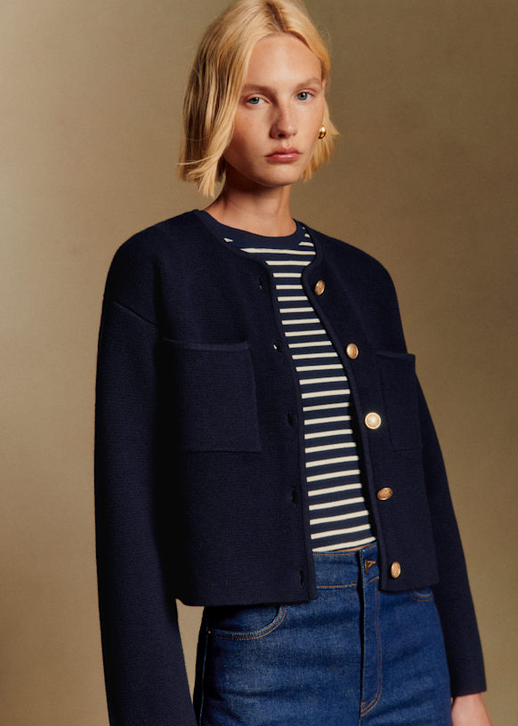 【中古】SEZANE カーディガン ブルー S 中古】SEZANE カーディガン ブルー S