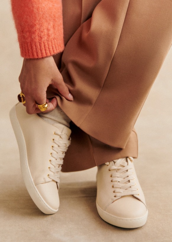 Jack Trainers Smooth Ecru Smooth cowhide leather Sezane