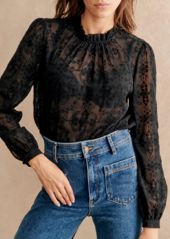 Blouse Valentine - Noir - Polyester recyclé - Sézane