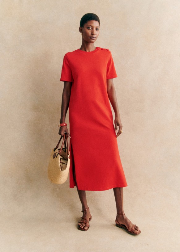 Emy Dress Khaki Organic Cotton Sezane