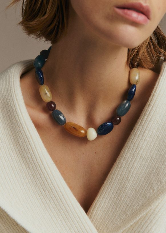 Morgane Necklace - Multi Ocean Blue - Resin - Sézane