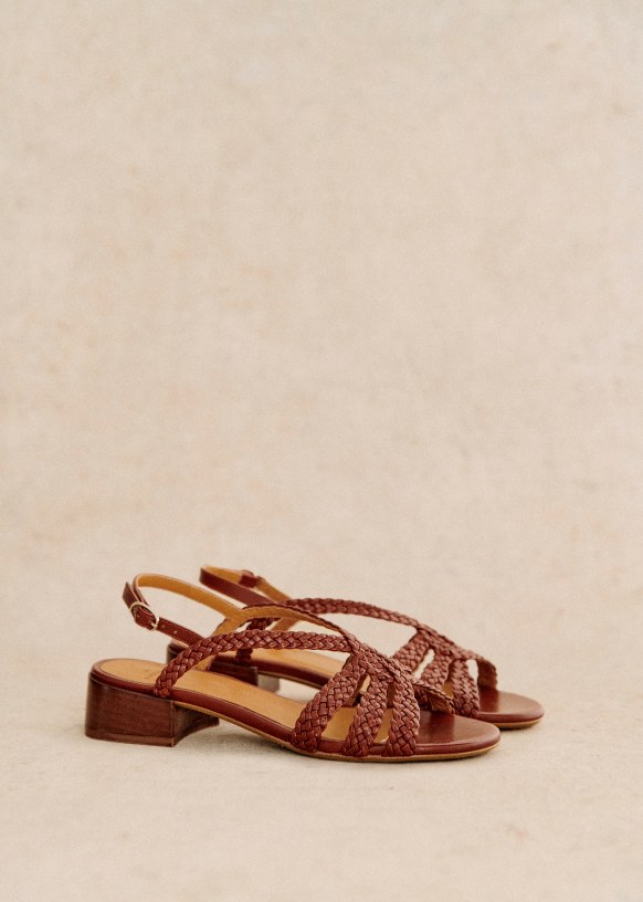 Rosa Low Sandals Smooth woven natural leather Smooth cowhide leather Sezane