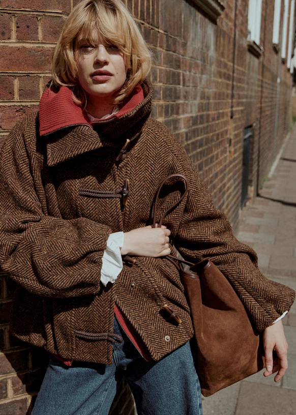 Manis Coat - Brown Chevron - Wool - Octobre Éditions