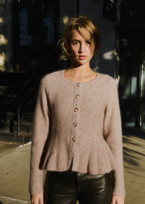 Gilet Karlie - Beige Chiné Clair - Laine Mérinos - Sézane