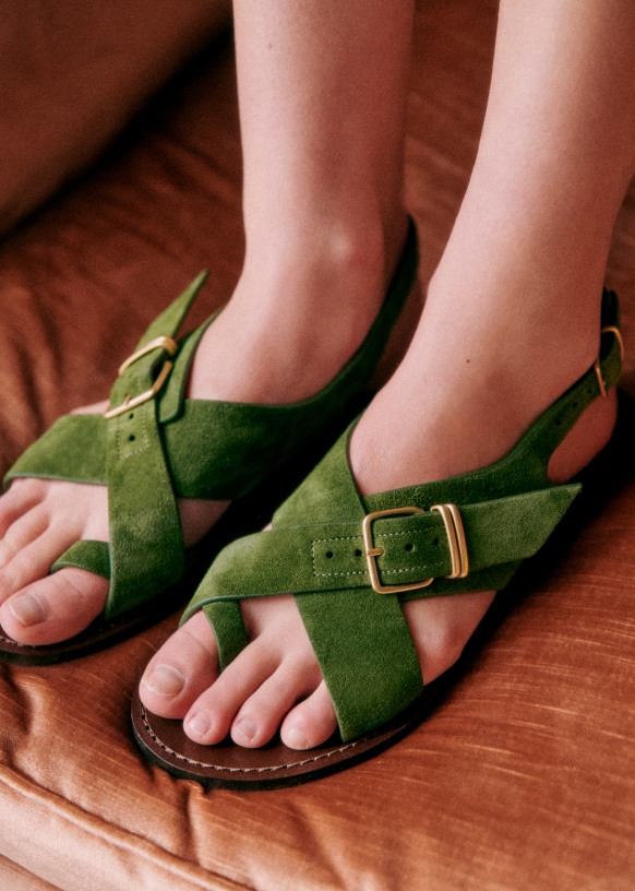 Khaki suede sandals new arrivals