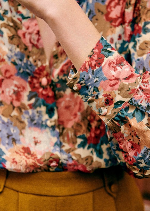 Zelina Almond Floral Shirt