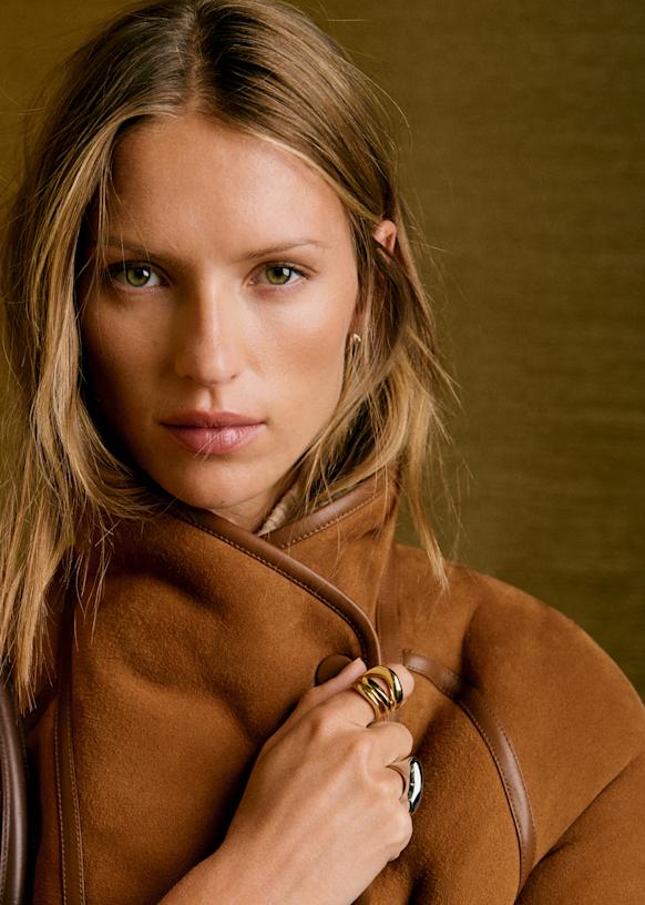 Marcel Coat - Caramel - Lamb leather - Sézane