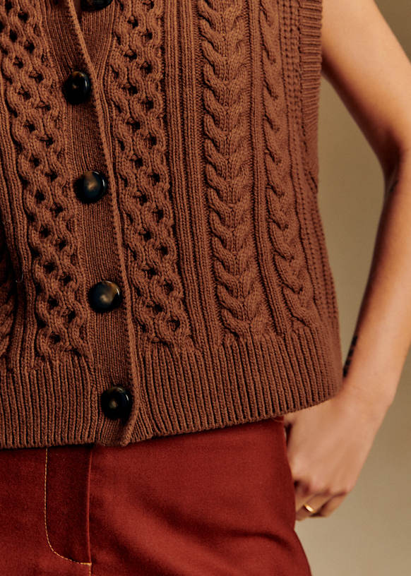 Sezane 半袖カーディガン コーラル（レッド系） オーガニックコットン Sezane 半袖カーディガン コーラル（レッド系） オーガニック