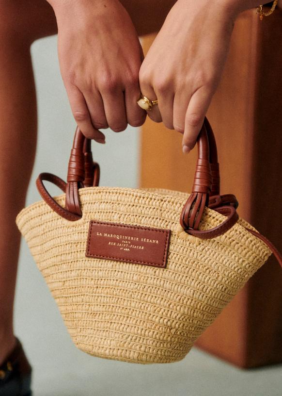 半額 福袋の通販 - Basket Mini Justine Black Sézane - Raffia - Raffia バッグ