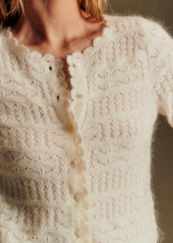 Sezane Varda カーディガン M ホワイト Varda Cardigan - Ecru - Merino Wool - Sézane