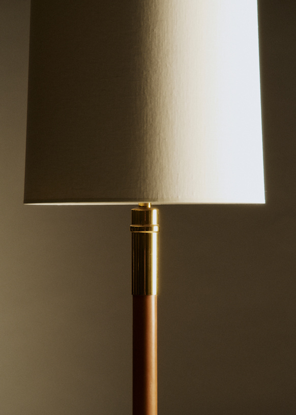 Lampadaire vintage in wood base brass