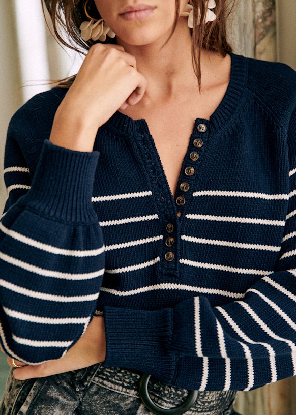 Léontine Jumper - Ecru / Camel - Organic cotton - organic textile - Sézane