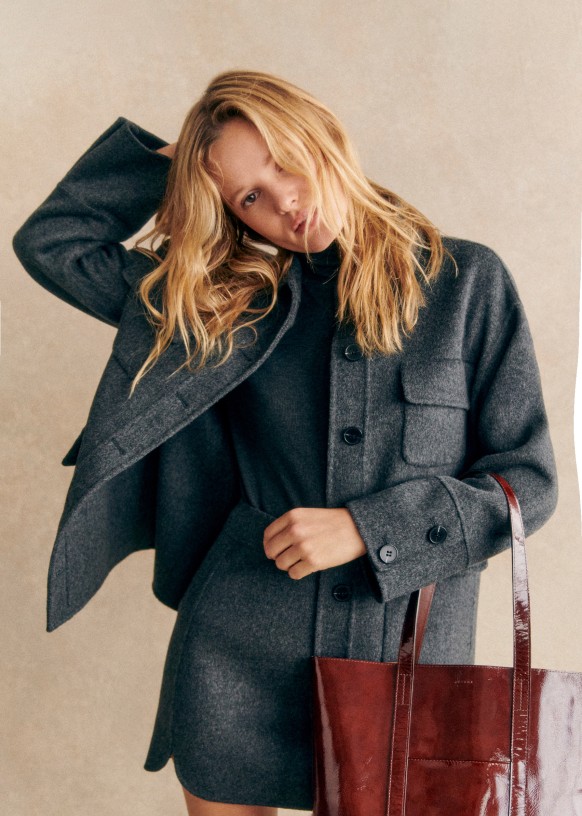 Rosalie Jacket Charcoal Grey Wool Sezane