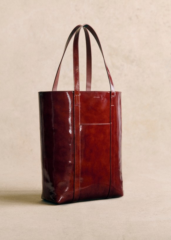 Black patent shopper bag sale
