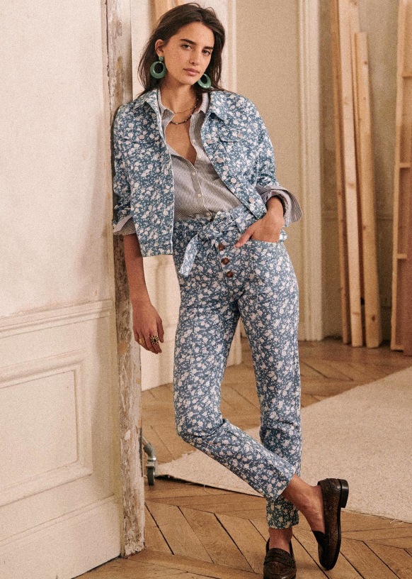 Maxime Trousers - Two-tone blue flower print - Organic