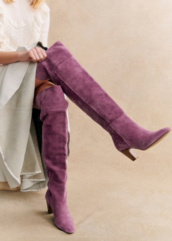 Colette Thigh High Boots Purple Bovine leather Sezane