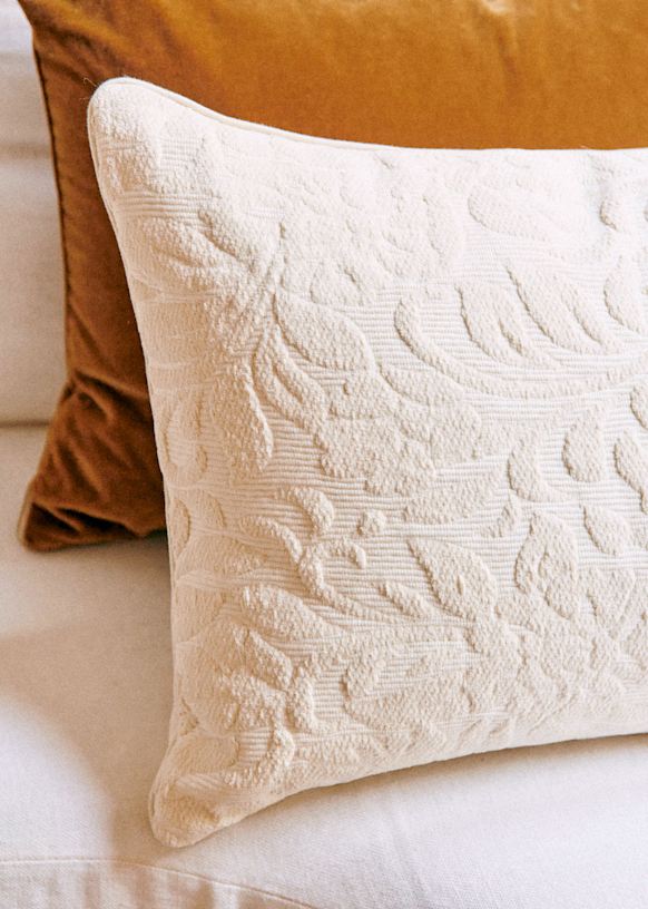 Coussin Jacquard - Grand modèle Cushions - Flower Duo - Ecru