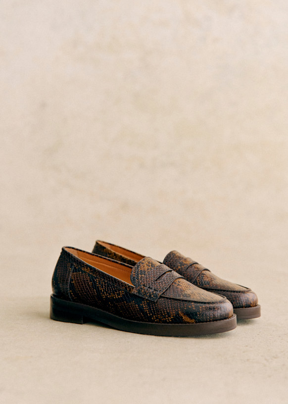 Mocassins Andrea Kaki Python Cuir bovin Sezane
