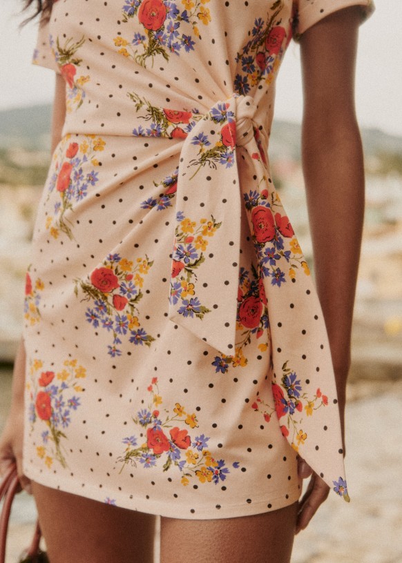 Pippa Short Dress Coral 0rganic cotton textile made from organic fibers Sezane