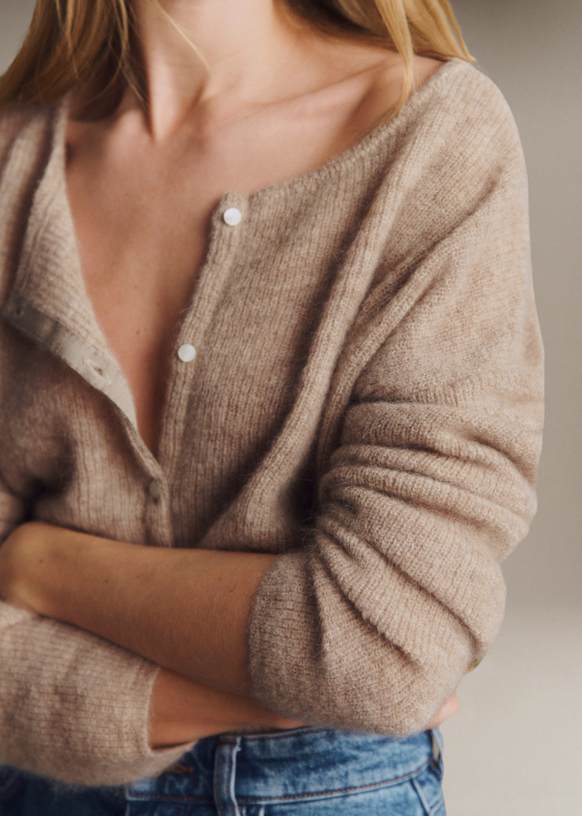 Gaspard Cardigan - Light Beige - Super kid mohair - Sézane