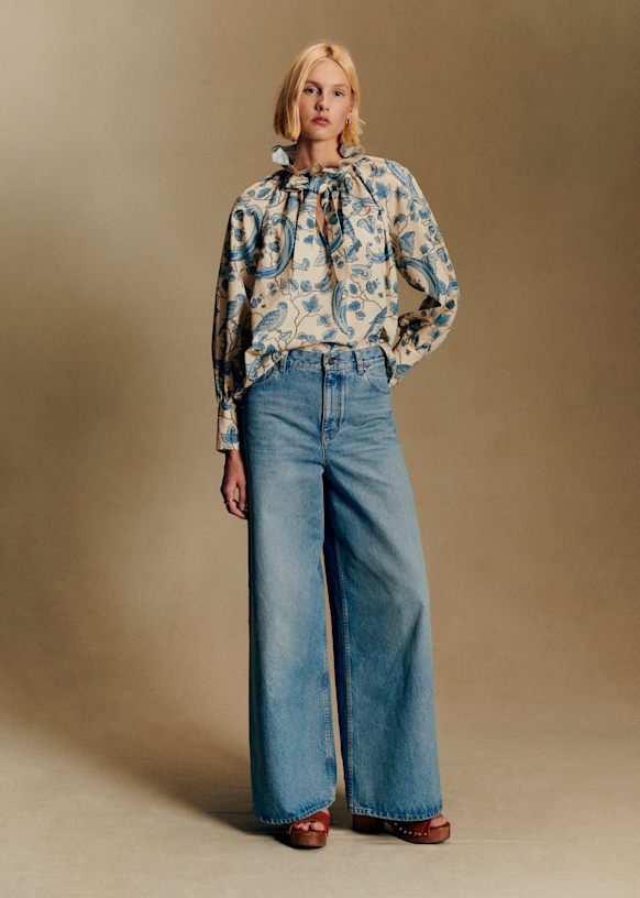 HILLIS Blouse - Sézane x Antoinette Poisson - Blue Birds Print