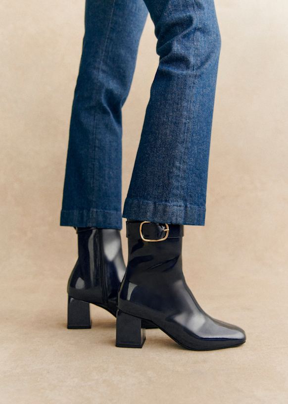 Margot Ankle Boots Patent navy Patent cowide leather Sezane