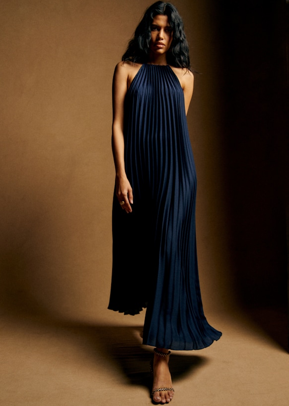 Robe Layla - Marine - Polyester recyclé - Sézane
