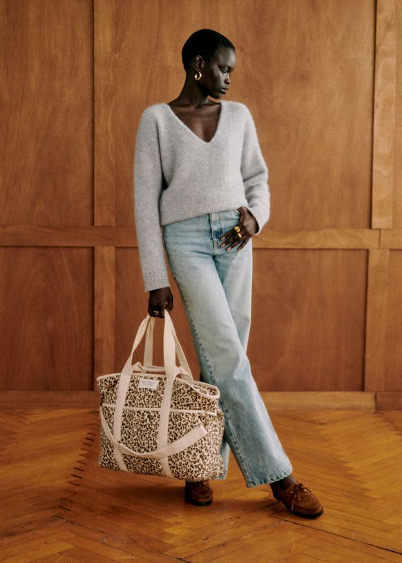 Weekender Tote bag - Leopard - Recycled cotton - Sézane