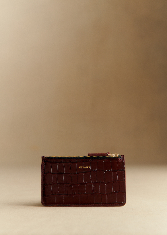 Alfred Large Card Holder - Brown croco - Bovine leather - Sézane