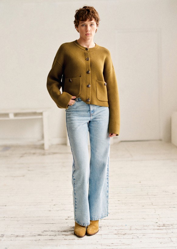 Valerio Jacket Olive Green Merino Wool Sézane