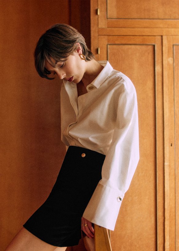 Miriam Skirt - Sézane x MDLO - Black Velvet - Organic Cotton - Sézane