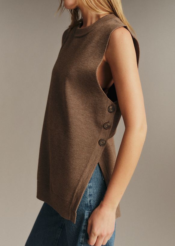 sezane ノースリーブ トップス Olympe Jumper - Dark Taupe - Merino Wool - Sézane