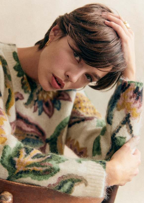 Daphné Jumper - Yellow Flower Print - Kid mohair - Sézane
