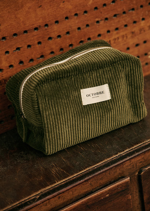 Trousse de toilette Twyman Velours Côtelé - Grosse côte Kaki - Coton - Octobre Éditions