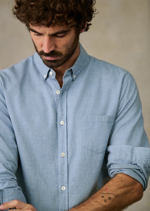 Flannel Charlie Shirt - Dotted Blue - Cotton - Octobre Éditions