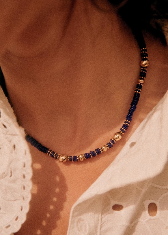 Martha Necklace - Ocean blue - Brass 